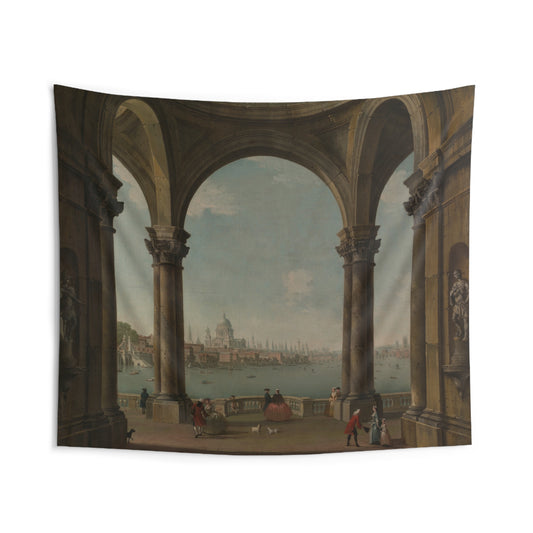 Capriccio with St. Paul's and Old London Bridge Indoor Wall Tapestry