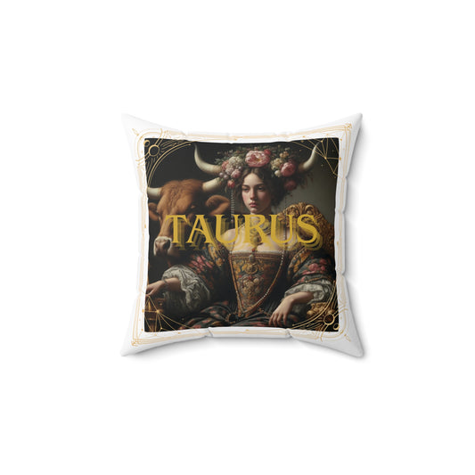 Taurus Zodiac Spun Polyester Square Pillow