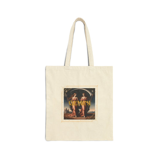 Gemini Zodiac Cotton Canvas Tote Bag